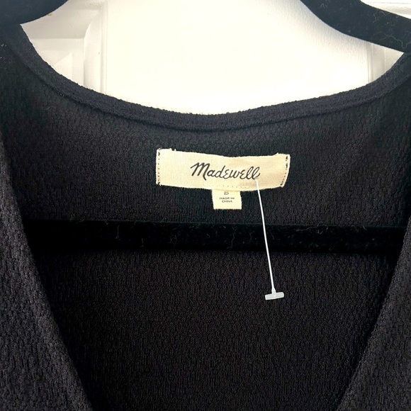 Madewell Cross-Front Button Dress in Black - Picture 4 of 6